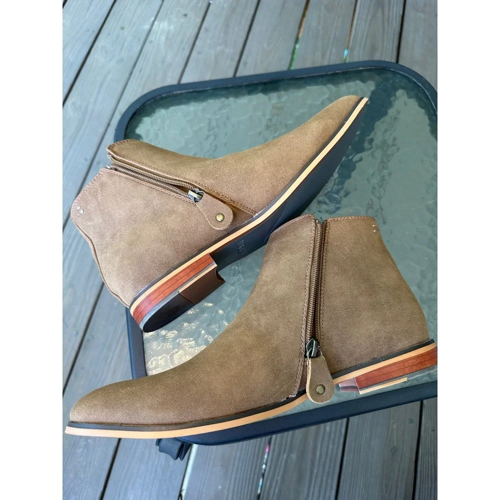 Steve Madden Ankle Boots Taupe Suede, Zipper Closure Casual Style Mens Size‎ 8M